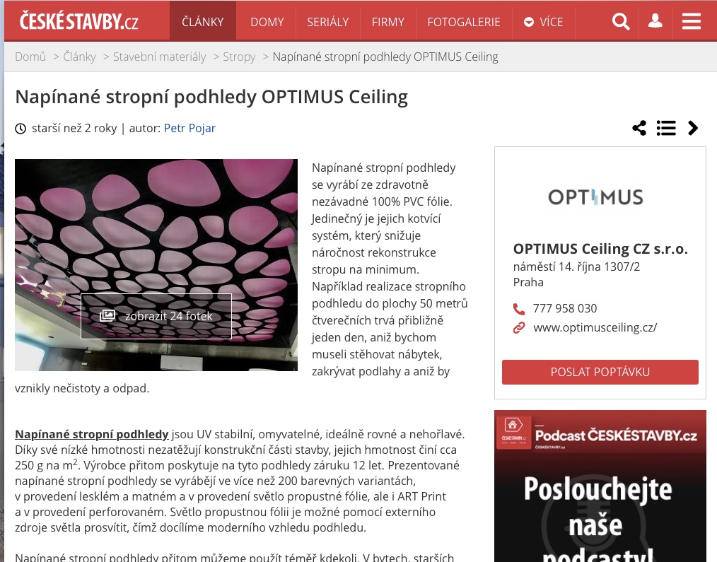 Foto stránky o napínaných stropech 